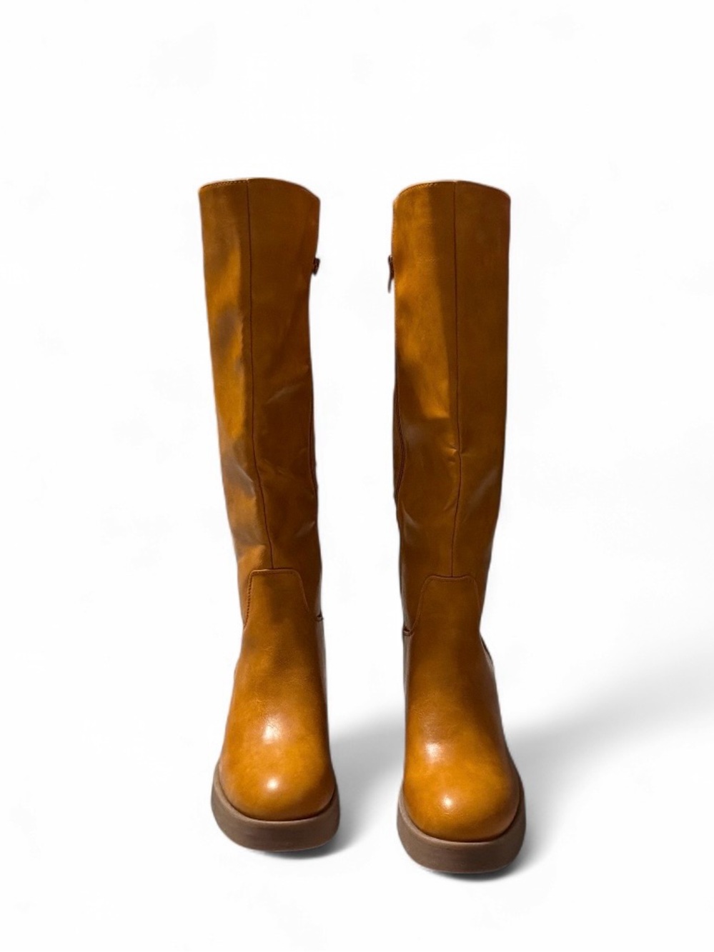 NEW Women's Over-the-Knee Leather Boots in Cognac Brown size 39 US=8-8.5